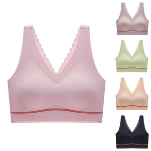 Women's seamless push-up latex deep V comfortable bra