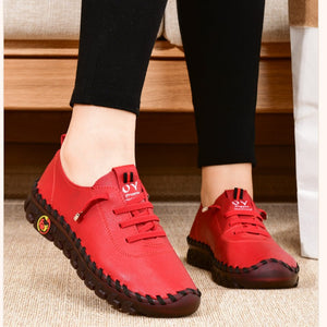 Hand-stitched fiber wear-resistant flat women's shoes