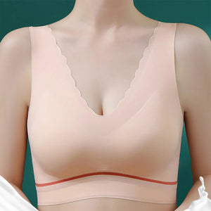 Women's seamless push-up latex deep V comfortable bra