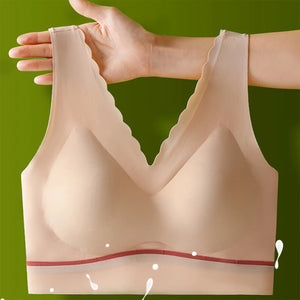 Women's seamless push-up latex deep V comfortable bra