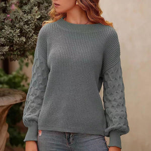 Women's Pullover Crew Neck Sweater Casual Long Sleeve Loose Chunky Knit Jumper Blouse Tops