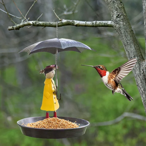 Hanging Umbrella Girl Bird Feeder Garden Decor