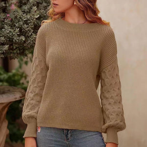 Women's Pullover Crew Neck Sweater Casual Long Sleeve Loose Chunky Knit Jumper Blouse Tops