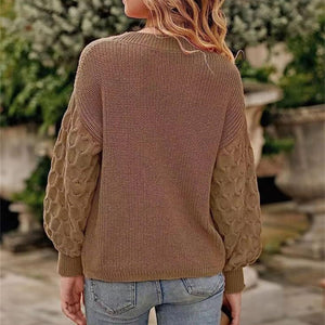 Women's Pullover Crew Neck Sweater Casual Long Sleeve Loose Chunky Knit Jumper Blouse Tops