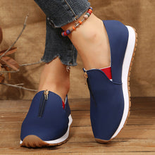 Load image into Gallery viewer, Ladies Front Zipper Pointed Toe Flat Elastic Shoes for Women
