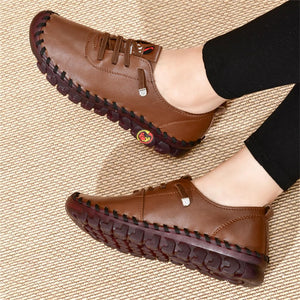 Hand-stitched fiber wear-resistant flat women's shoes