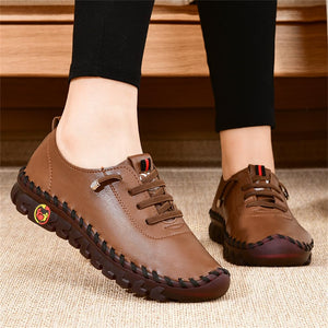 Hand-stitched fiber wear-resistant flat women's shoes