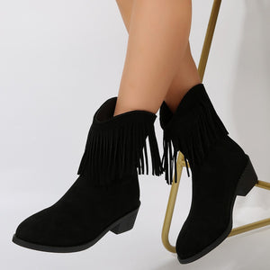 Winter Women's Tassels Arrival Retro Pointed Toe Boots