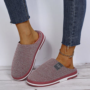 Womens Cotton Clog Hard Sole Warm Slip on Fleece Lined Slippers