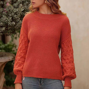 Women's Pullover Crew Neck Sweater Casual Long Sleeve Loose Chunky Knit Jumper Blouse Tops