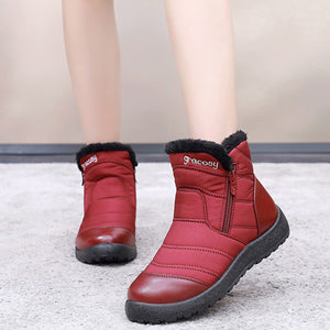 Women's Side Zipper Waterproof and Warm Cotton Boots