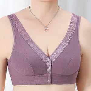 Zip Front Lace Push Up No Wire Bra