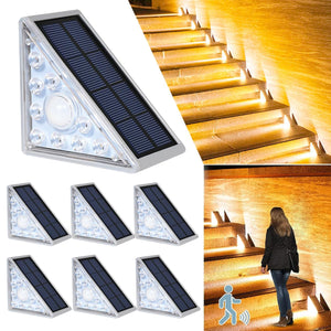 LED Motion Sensor Solar Step Light Waterproof IP67, For Outside Garden, Concrete, Patio, Yard, Porch, Front Door, Warm White