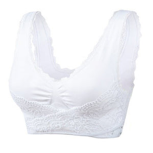 Women's Plus Size Lace Wide Straps Wireless Bra Front Closure Push Up Bras