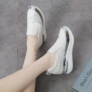 Stylish rhinestone thick sole casual shoes