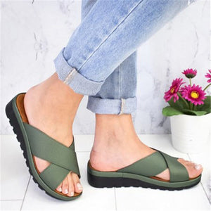 Women's wedge platform open toe slippers