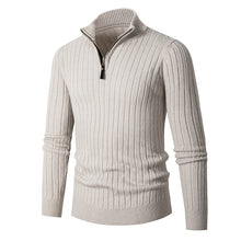 Load image into Gallery viewer, Men&#39;s Solid Cable Casual Zip Stand Collar Sweater
