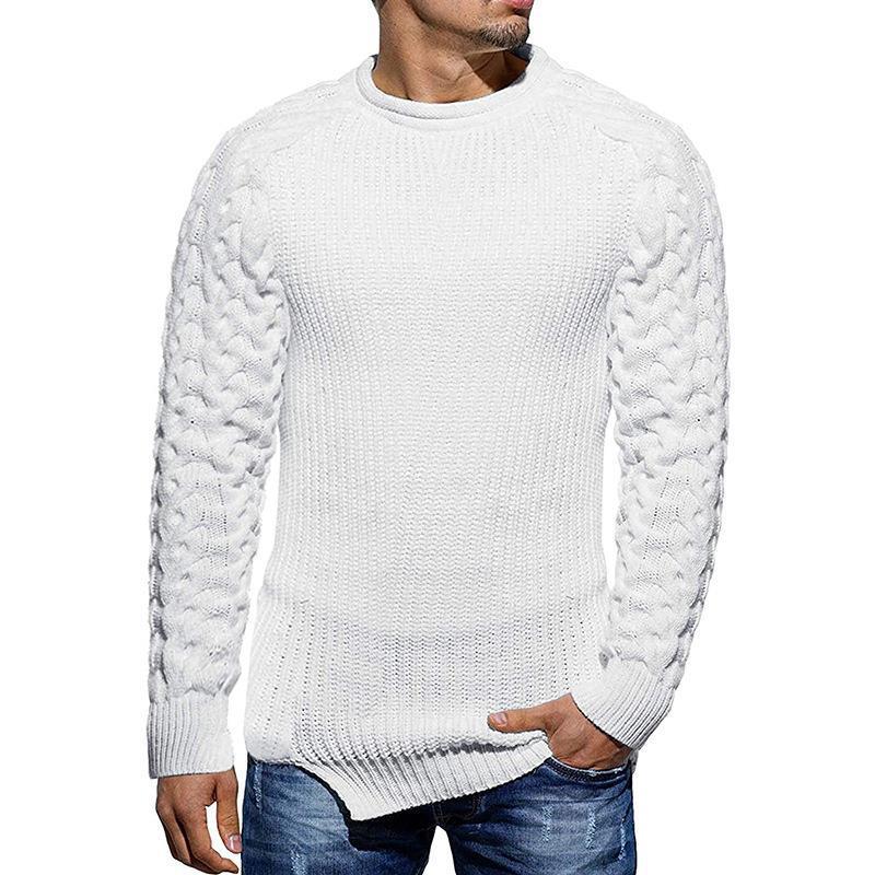 Mens Slim Fit Crew Neck Thick Sweaters Color Block Big and Tall Knit Pullovers