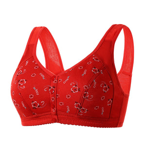 Soft Cotton Unwired Front Button Printed Bra