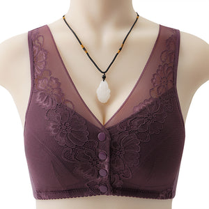 Ladies Cotton Lace Front Button Bra