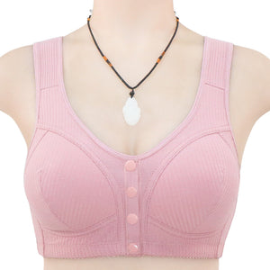 Plus Size Wireless Cotton Front Button Bra