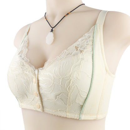 Women's lace front button shaped bra
