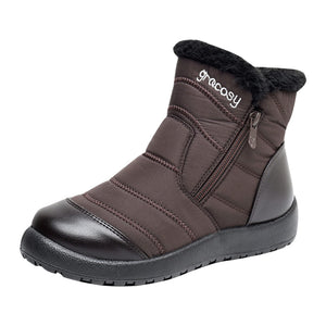 Women's Side Zipper Waterproof and Warm Cotton Boots