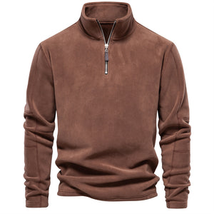 Men Fall/Winter Stand Collar Half-Zip Sweatshirt