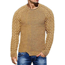 Load image into Gallery viewer, Mens Slim Fit Crew Neck Thick Sweaters Color Block Big and Tall Knit Pullovers
