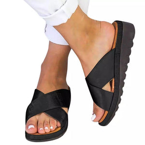 Women's wedge platform open toe slippers