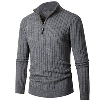 Load image into Gallery viewer, Men&#39;s Solid Cable Casual Zip Stand Collar Sweater
