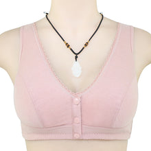 Load image into Gallery viewer, Button Front Lace Trim Soft Cotton Tank Bra
