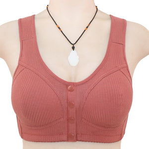 Plus Size Wireless Cotton Front Button Bra