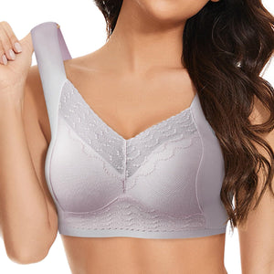 Women Solid Comfort Wireless Lace Bra