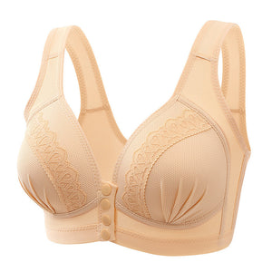 Push Up No Steel Rim Front Open Button Bra