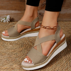 Summer Flat Wedge Heel Fish Mouth Casual Women's Sandals