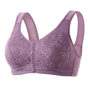 Soft Cotton Unwired Front Button Printed Bra