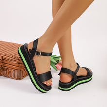 Load image into Gallery viewer, Women&#39;s Color Block Round Toe Buckle Sandals
