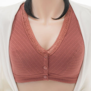 Soft Cotton Front Button Underwireless Tank Bra