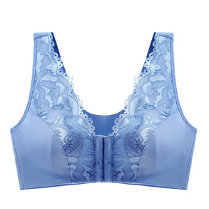 Large size lace push-up breathable ultra-thin front button bra