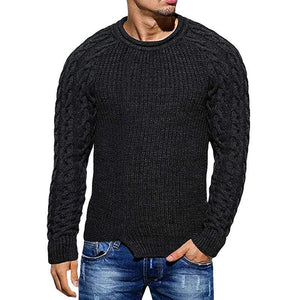 Mens Slim Fit Crew Neck Thick Sweaters Color Block Big and Tall Knit Pullovers