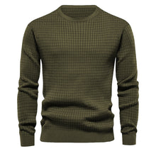 Load image into Gallery viewer, Mens Autumn And Winter Casual Loose Knitted Checkered Round Neck Hatless Versatile Long Sleeve Sweater
