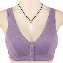 Load image into Gallery viewer, Button Front Lace Trim Soft Cotton Tank Bra
