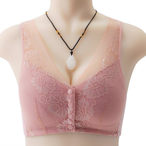 Ladies Cotton Lace Front Button Bra