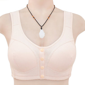 Plus Size Wireless Cotton Front Button Bra