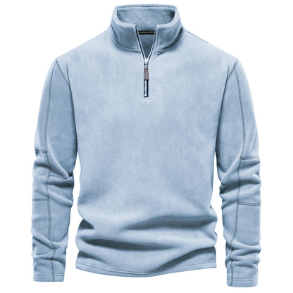 Men Fall/Winter Stand Collar Half-Zip Sweatshirt