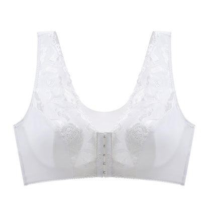 Large size lace push-up breathable ultra-thin front button bra