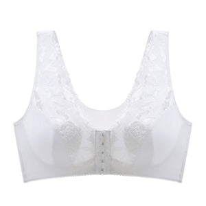 Large size lace push-up breathable ultra-thin front button bra