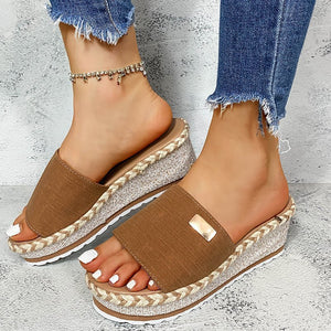 Women's summer new thick-soled wedge slippers