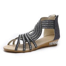 Load image into Gallery viewer, 2024 summer rhinestone wedge women&#39;s sandals
